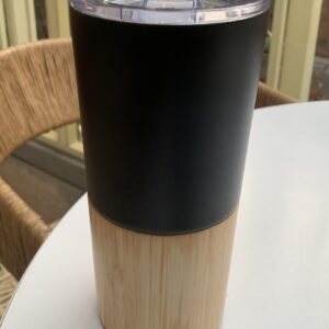 vaso de bambu y acero inoxidable negro