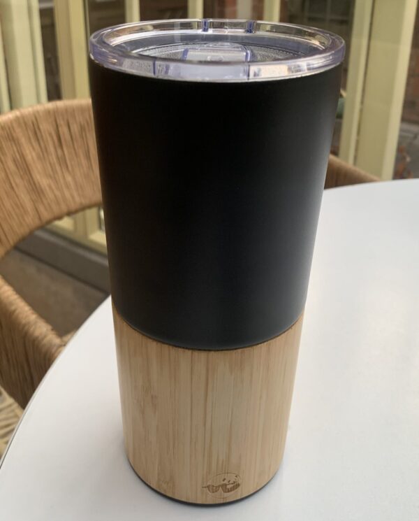 vaso de bambu y acero inoxidable negro